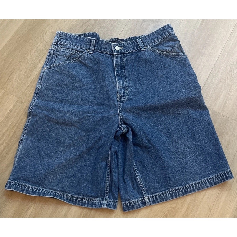 Vintage Faded Glory Shorts Men's 38 Blue Carpenter Denim Workwear Utility